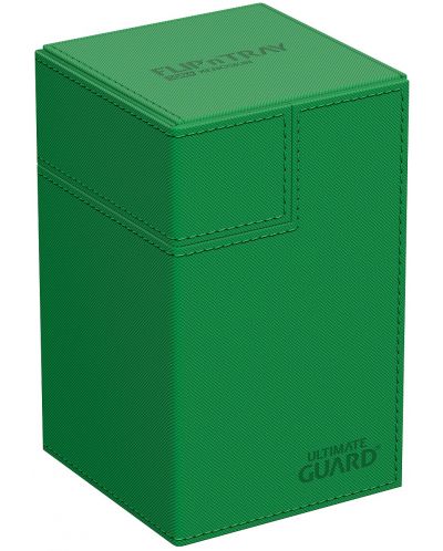 Кутия за карти Ultimate Guard Flip`n`Tray 100+ XenoSkin - Monocolor Green (100+ бр.) - 1